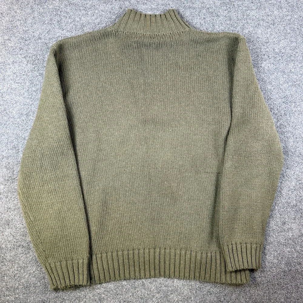 Vintage Polo Ralph Lauren Sweater Mens XL Green 1/4 Zip 4 Button Military Pony